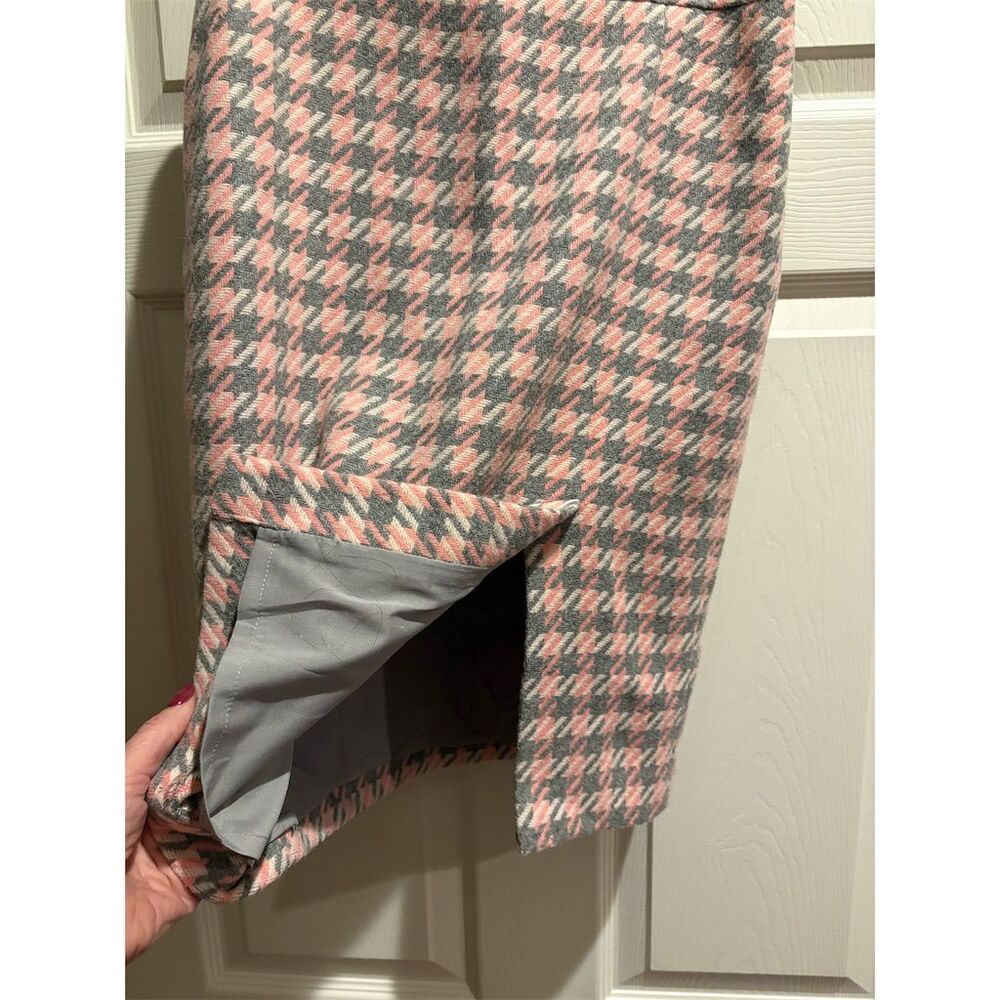 Talbots Women's 0P Pink‎ & Gray Houndstooth Pencil Skirt Knee Length - Picture 7 of 8